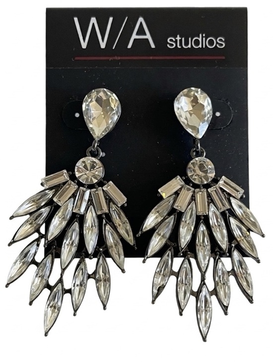 WA Studios Jewelry - NWT WA Studios Crystal Silver Statement Earrings